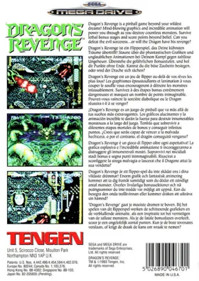 Dragon's Revenge (USA, Europe) box cover back